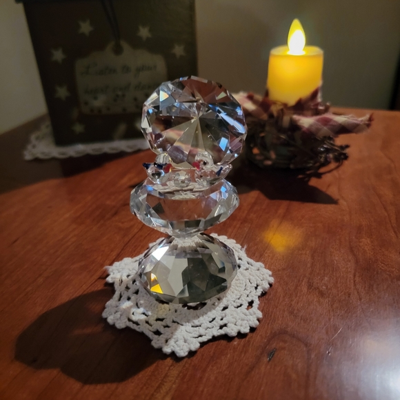 CRYSTAL WORLD ♡ Sweet Vintage Heavy Crystal Bird Bath Two Birds 'n Crystal Ball - Picture 17 of 17